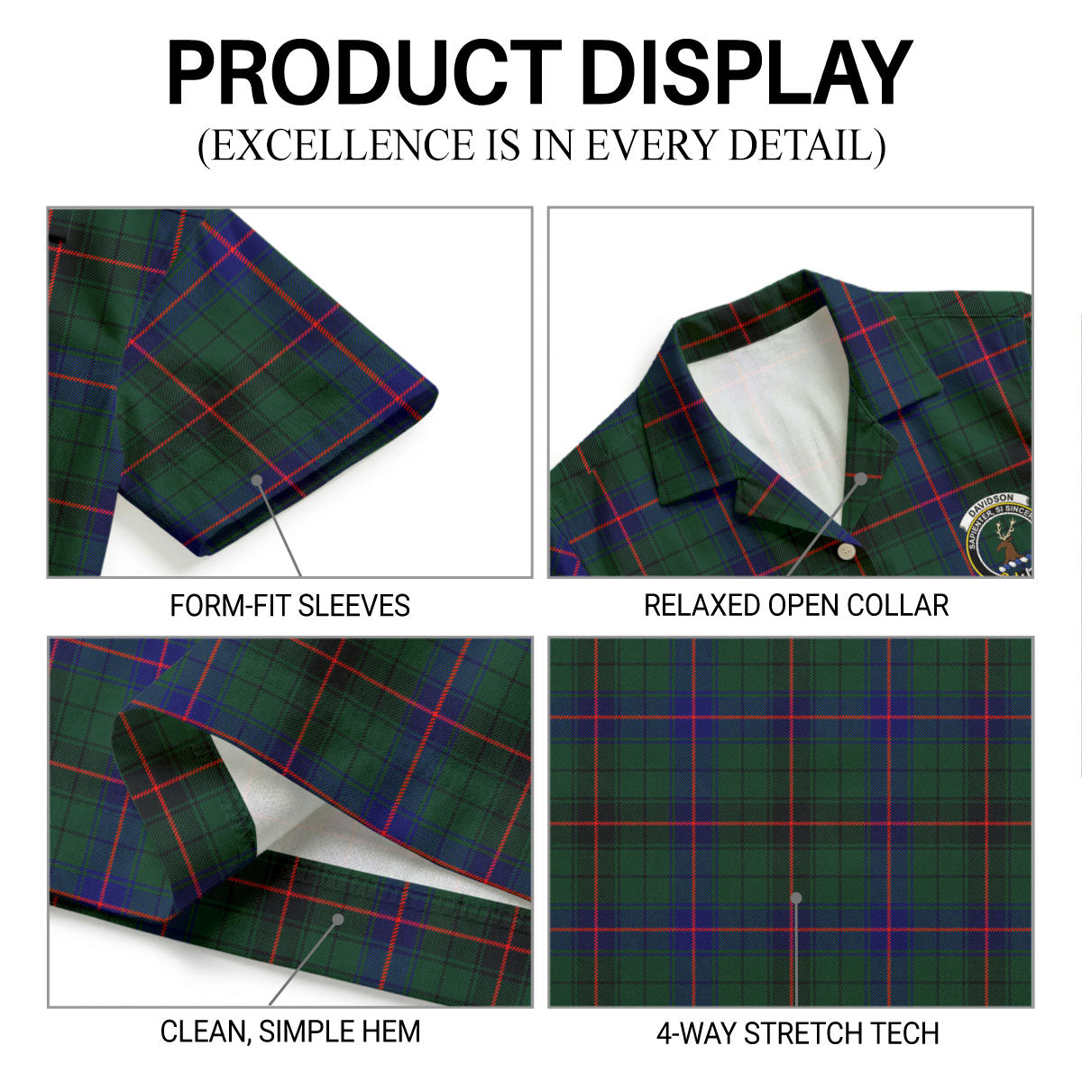 Davidson Modern Tartan Crest Hawaiian Shirt