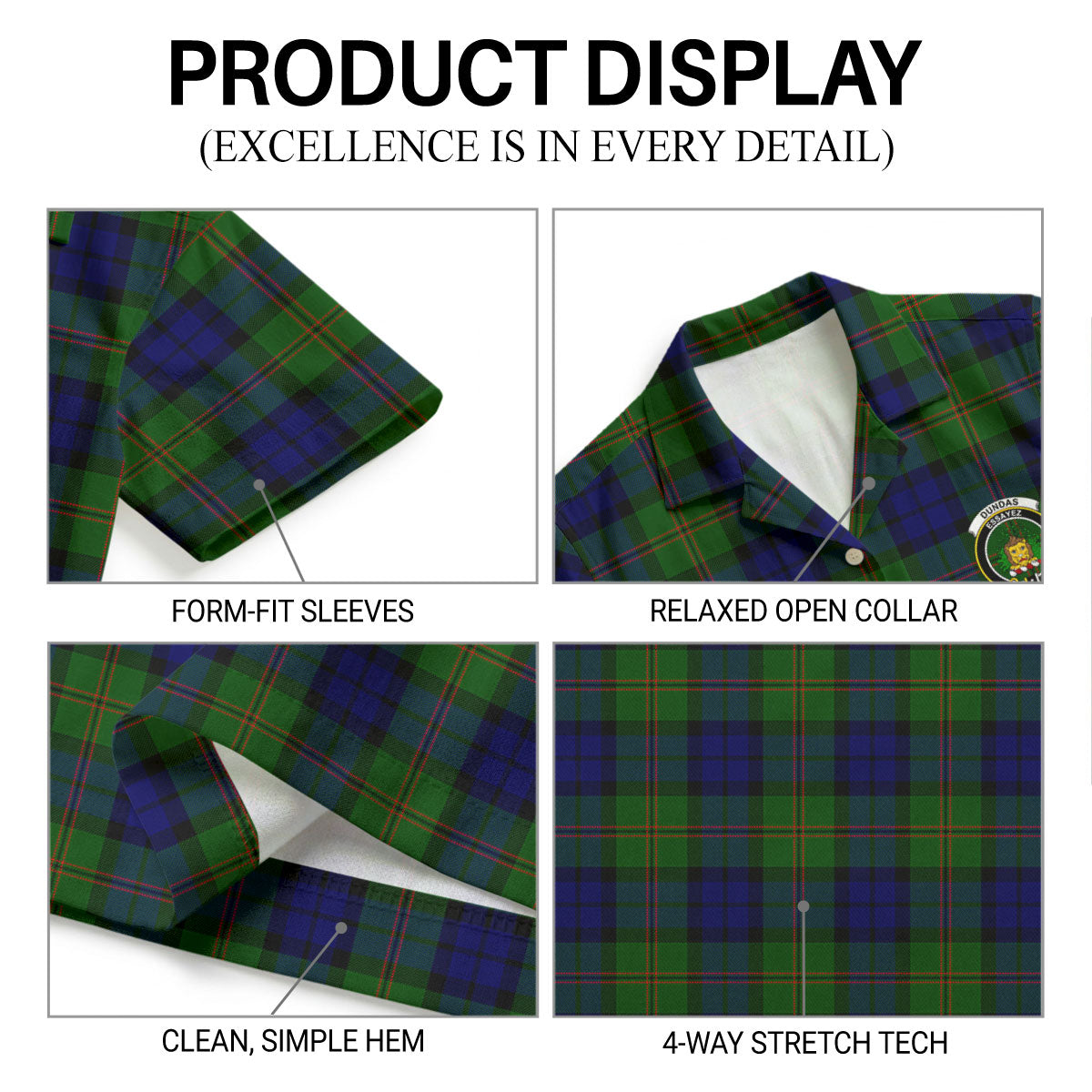 Dundas Modern Tartan Crest Hawaiian Shirt