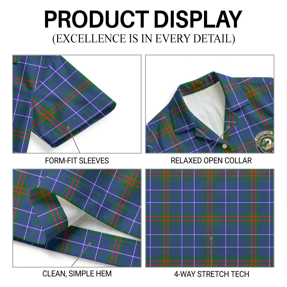 Edmonstone Tartan Crest Hawaiian Shirt