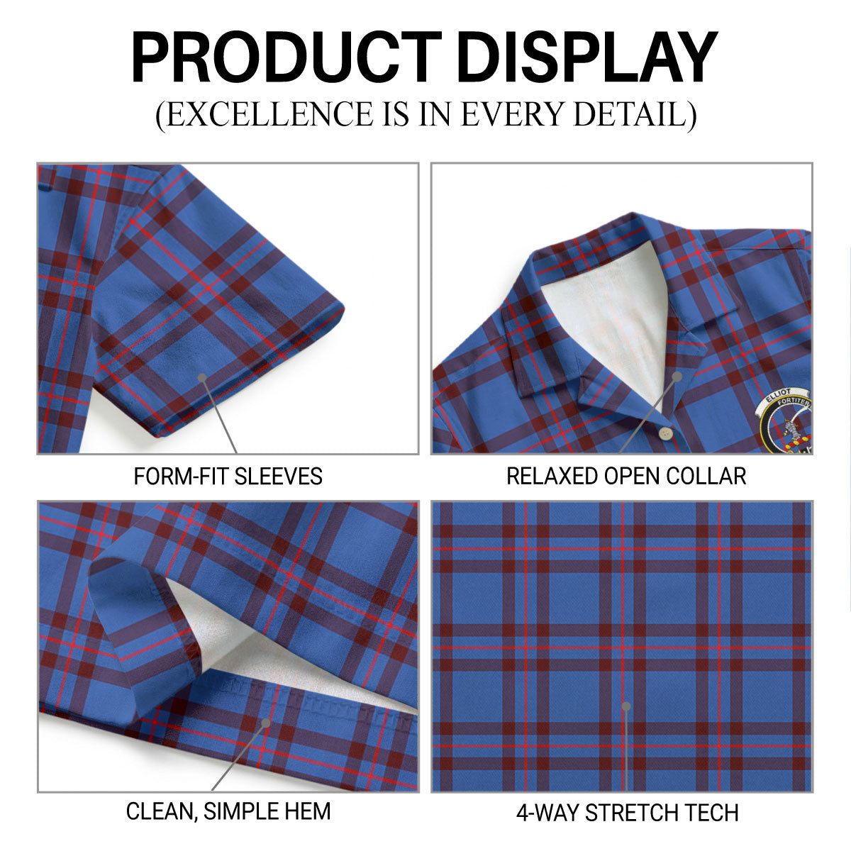 Elliot Modern Tartan Crest Hawaiian Shirt