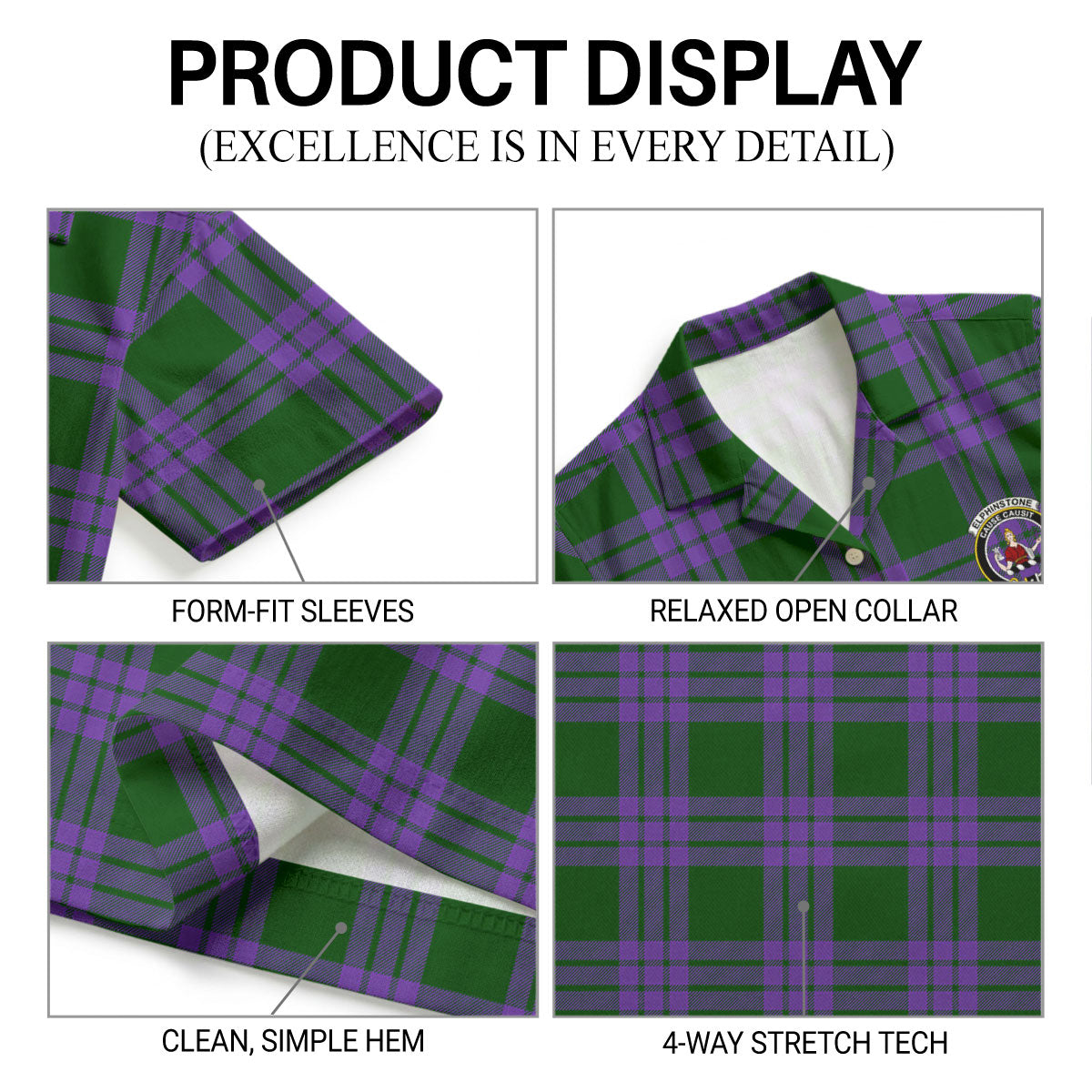 Elphinstone Tartan Crest Hawaiian Shirt