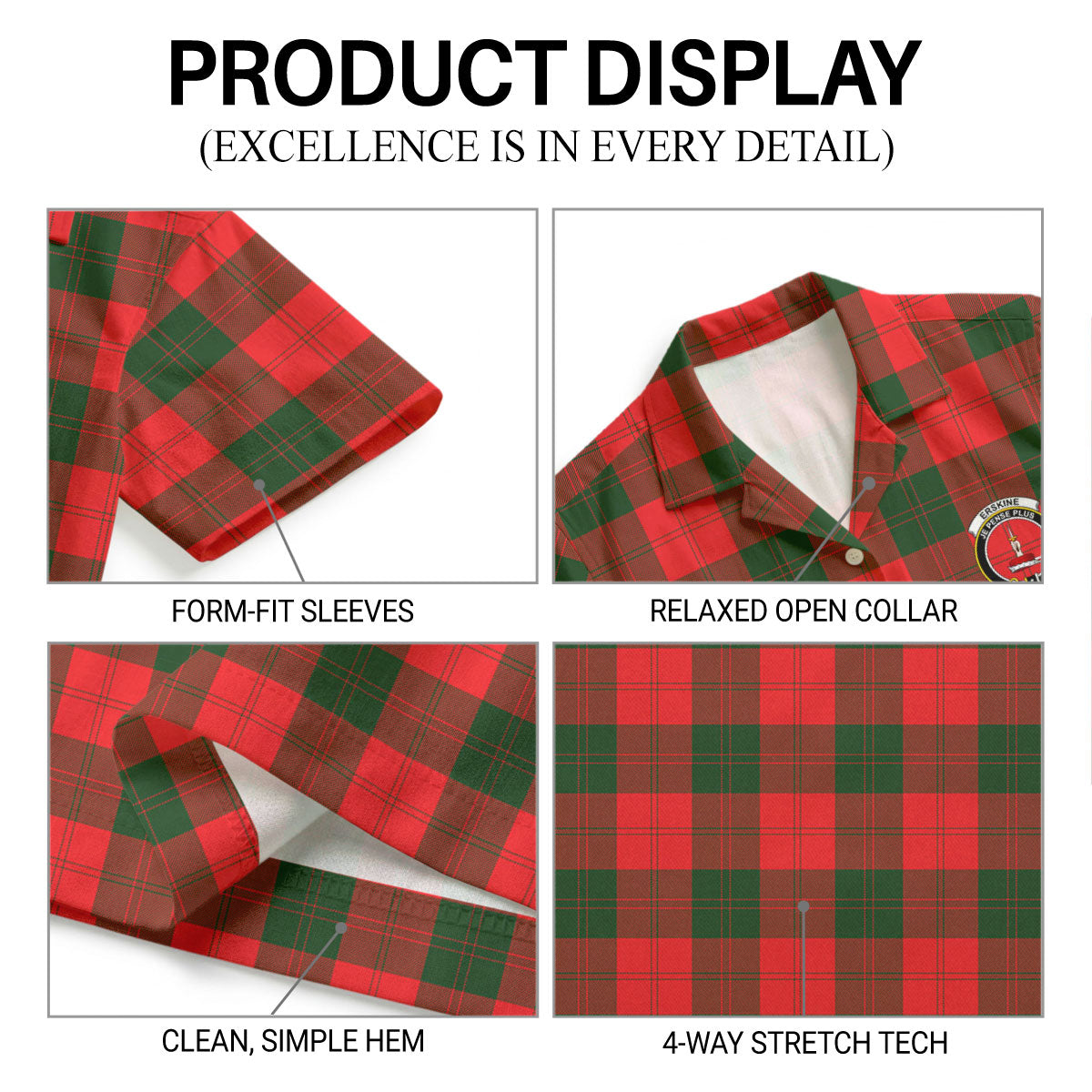 Erskine Modern Tartan Crest Hawaiian Shirt