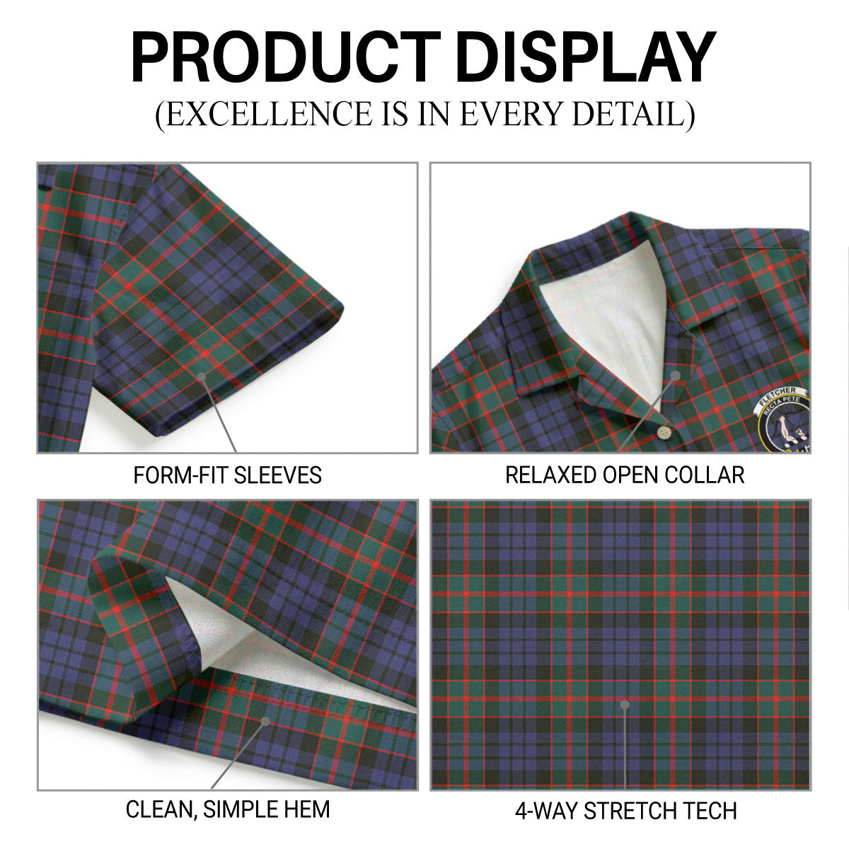 Fletcher of Dunans Tartan Crest Hawaiian Shirt