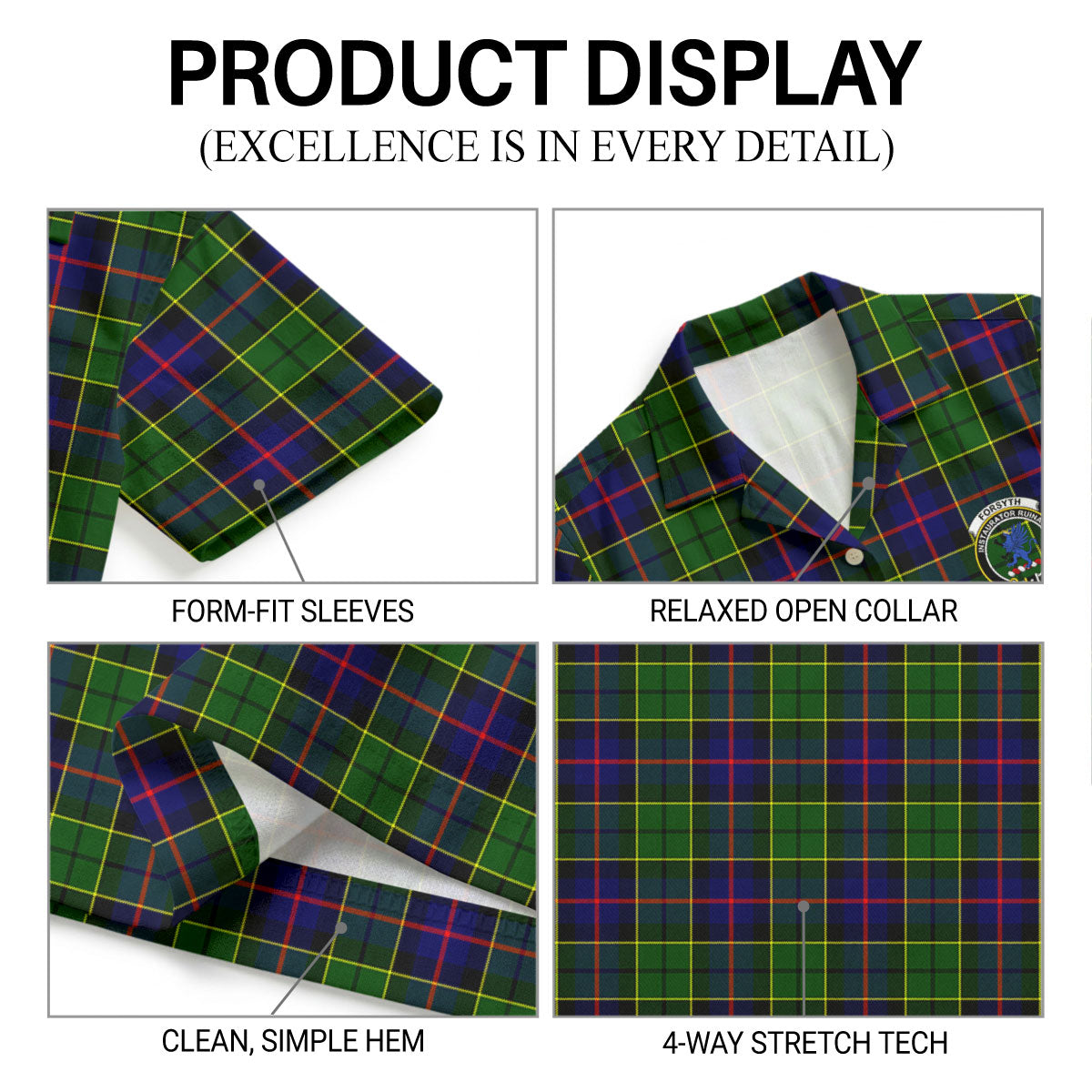 Forsyth Modern Tartan Crest Hawaiian Shirt