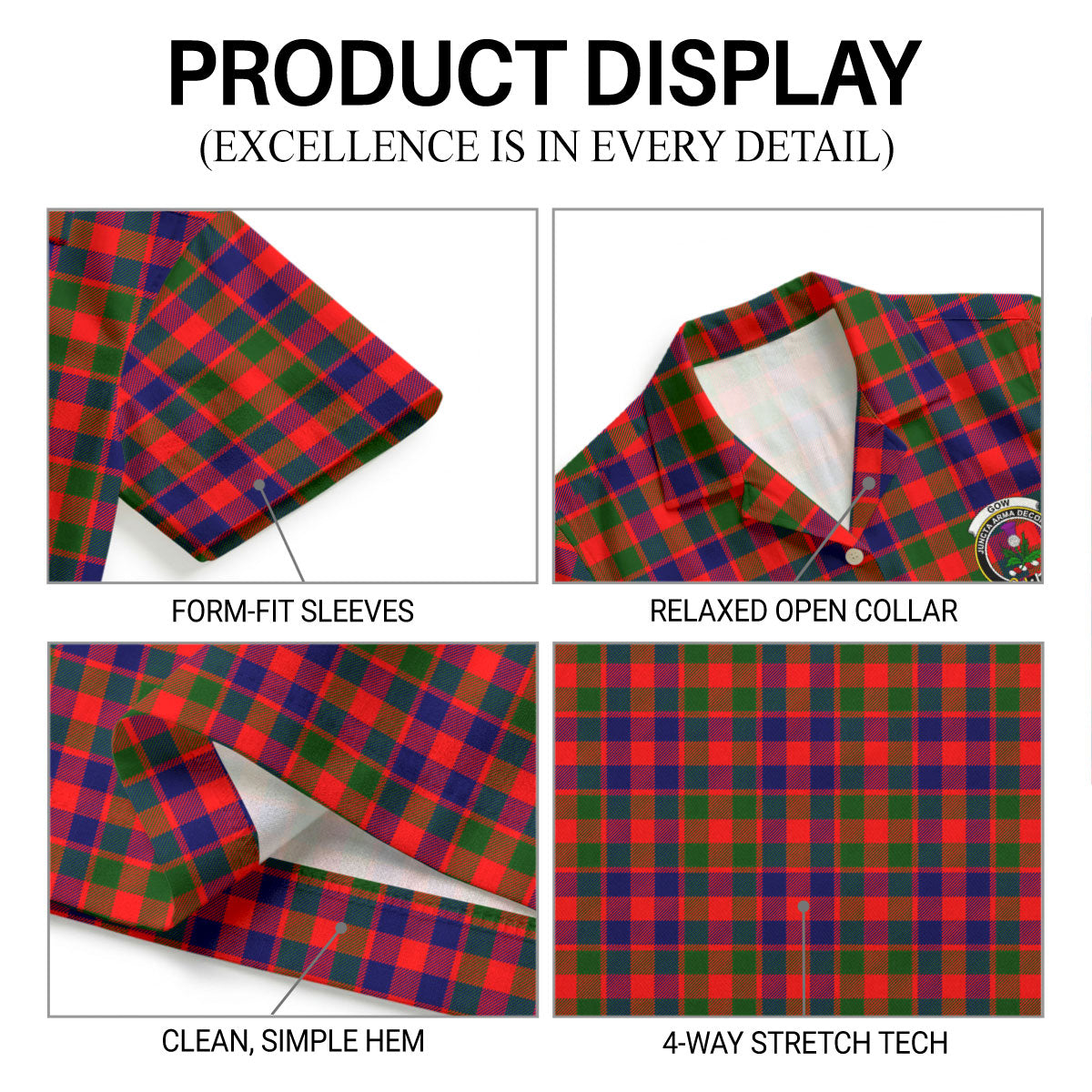 Gow (of Skeoch) Tartan Crest Hawaiian Shirt