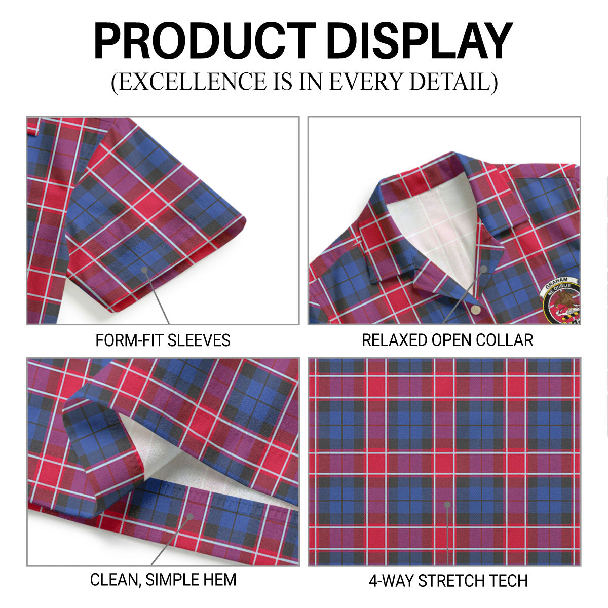 Graham of Menteith Red Tartan Crest Hawaiian Shirt