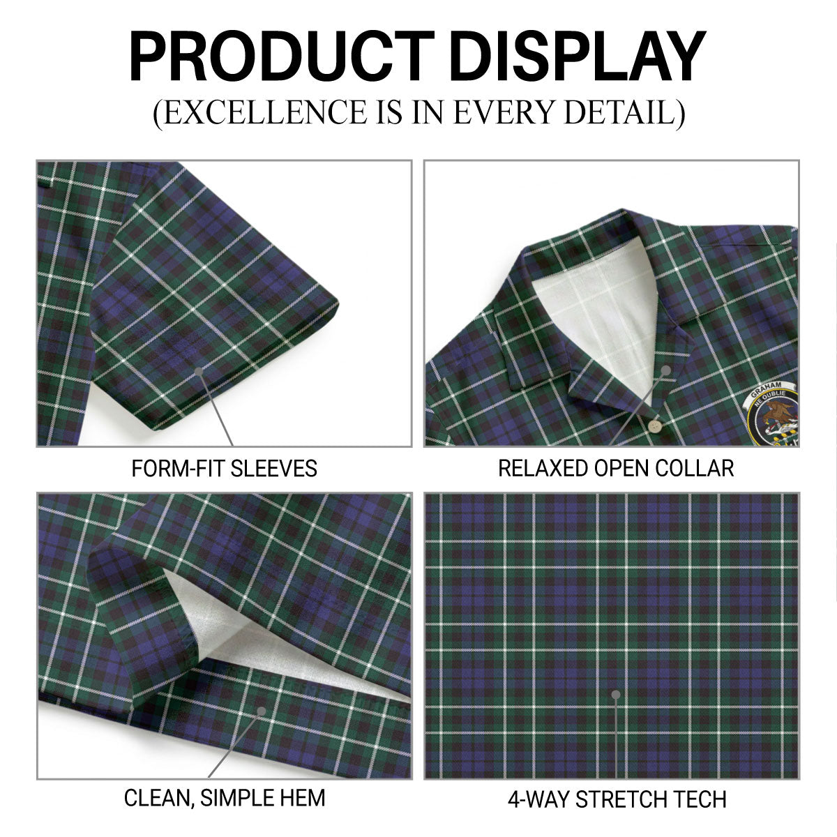 Graham of Montrose Modern Tartan Crest Hawaiian Shirt