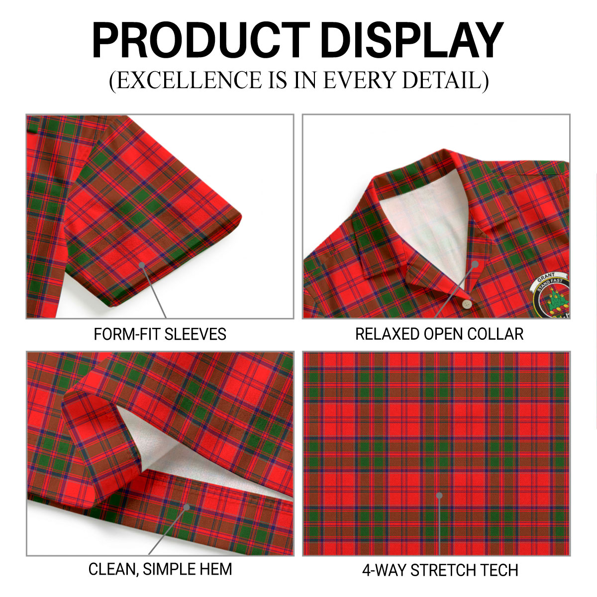 Grant Modern Tartan Crest Hawaiian Shirt