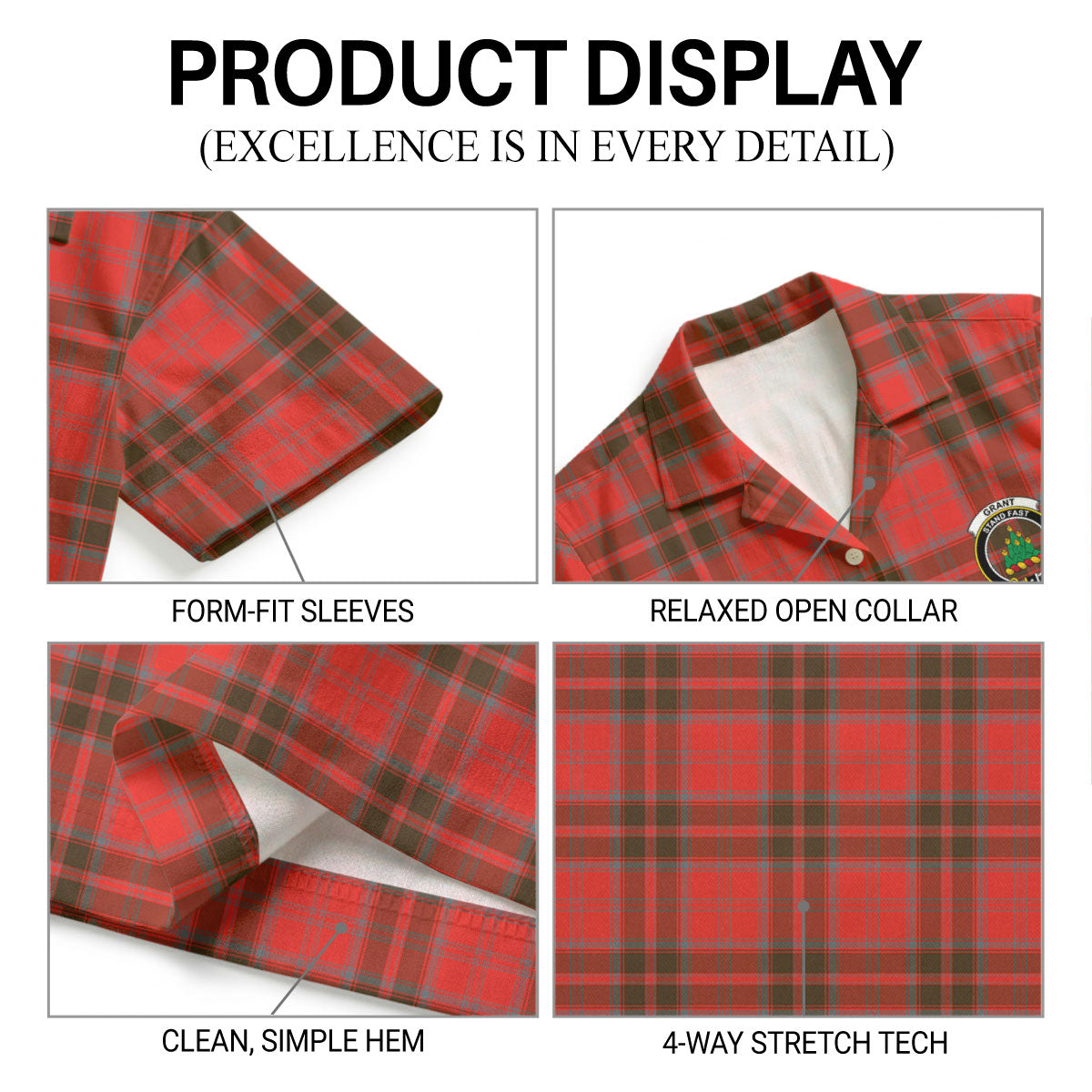 Grant Weathered  Tartan Crest Hawaiian Shirt