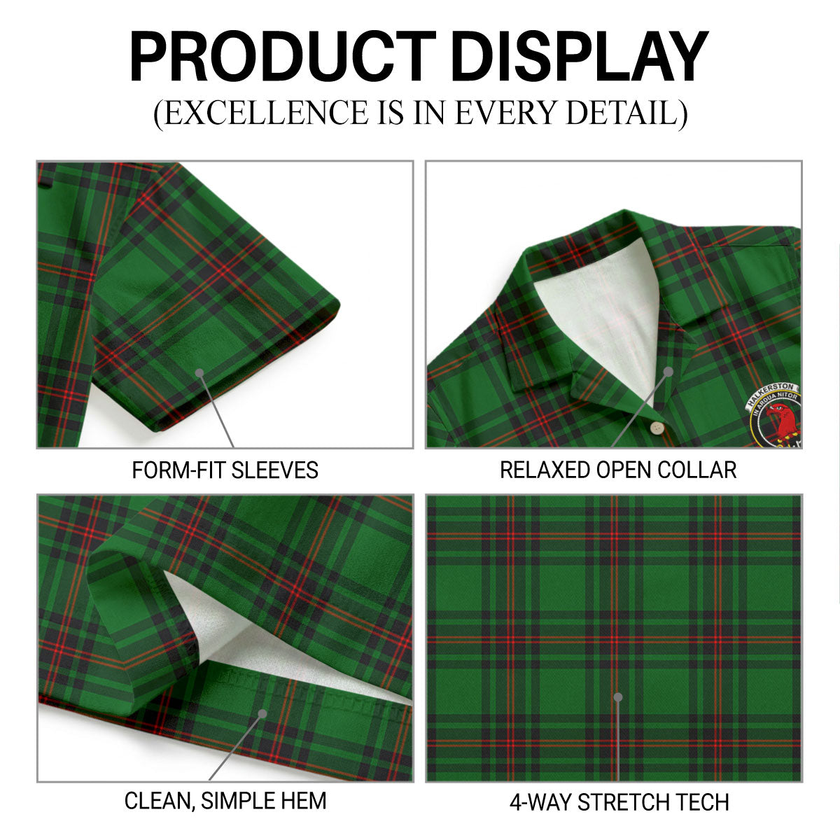Halkerston Tartan Crest Hawaiian Shirt