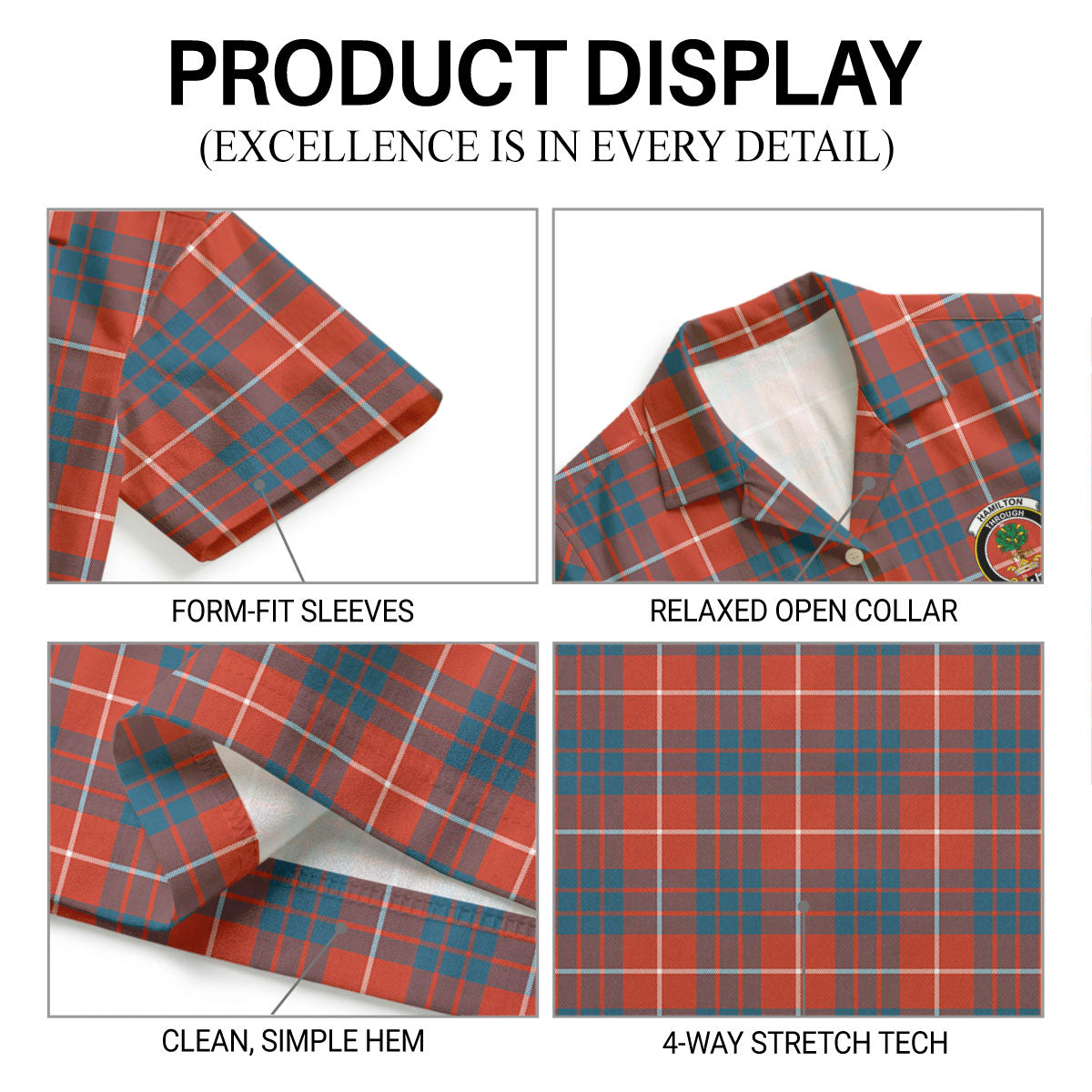 Hamilton Ancient Tartan Crest Hawaiian Shirt