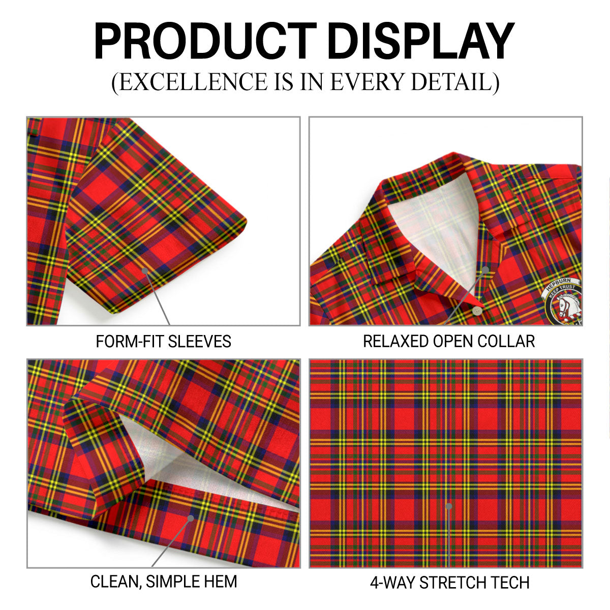 Hepburn Tartan Crest Hawaiian Shirt