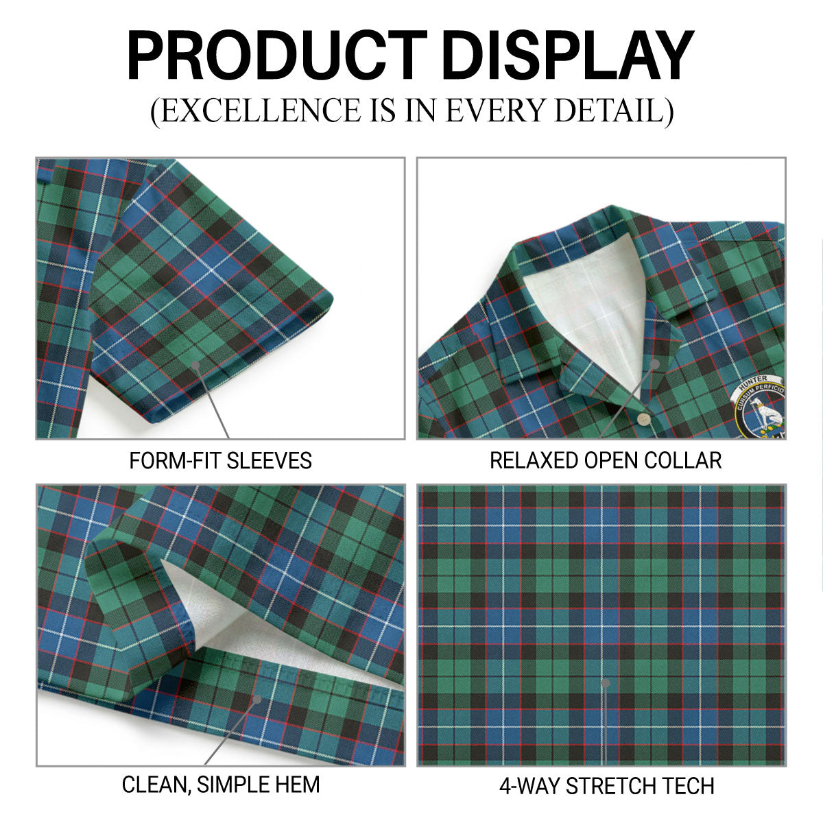 Hunter Ancient Tartan Crest Hawaiian Shirt
