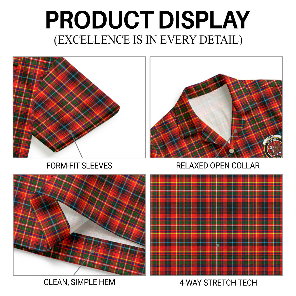 Innes Modern Tartan Crest Hawaiian Shirt