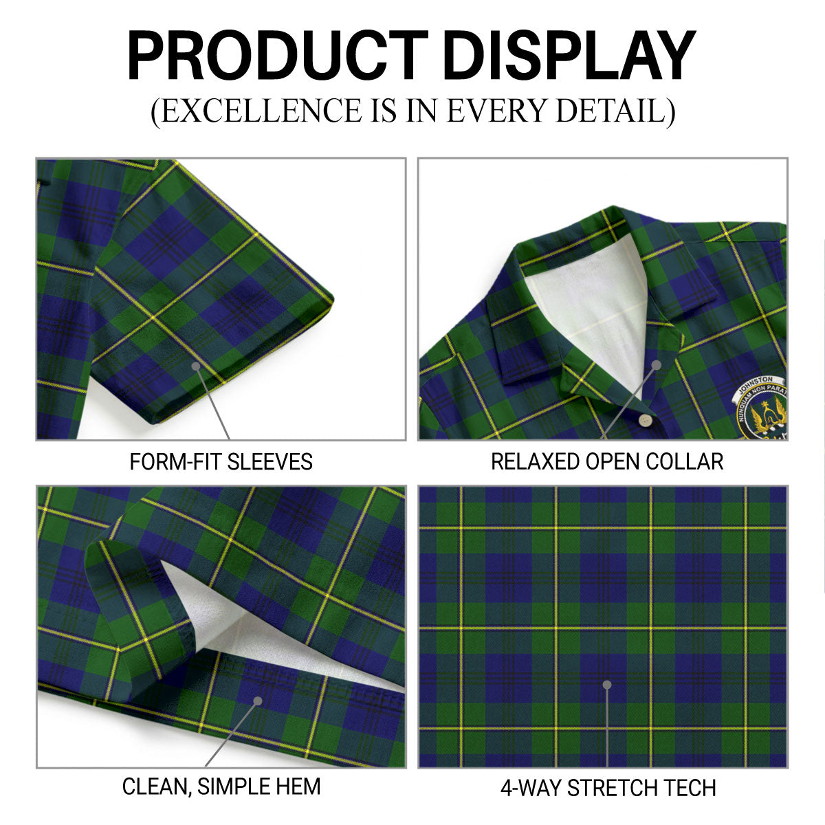 Johnston Modern Tartan Crest Hawaiian Shirt