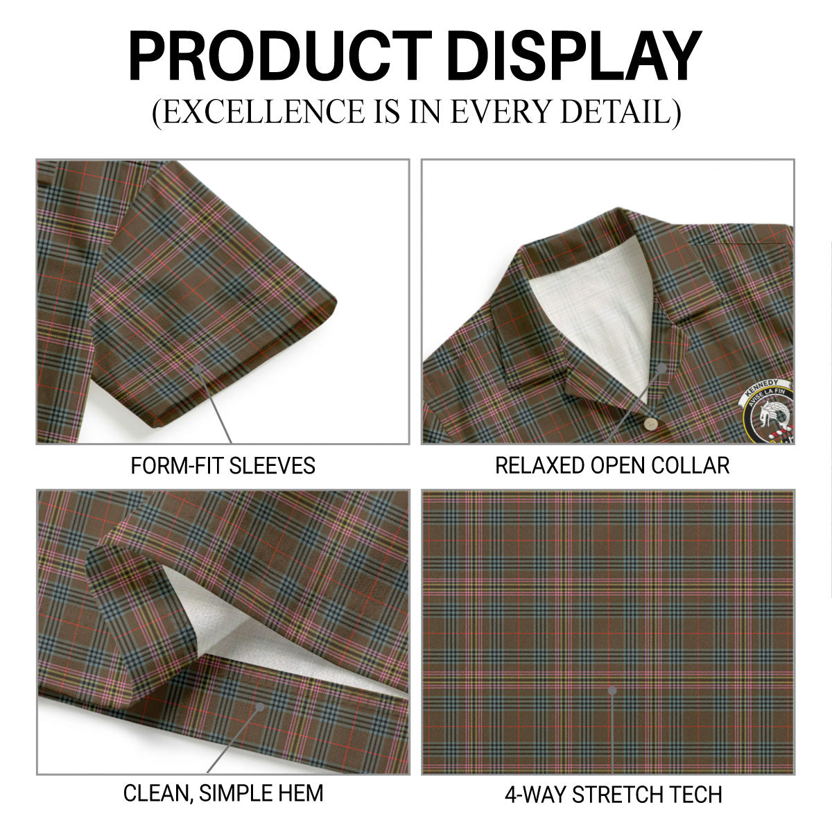 Kennedy Weathered Tartan Crest Hawaiian Shirt