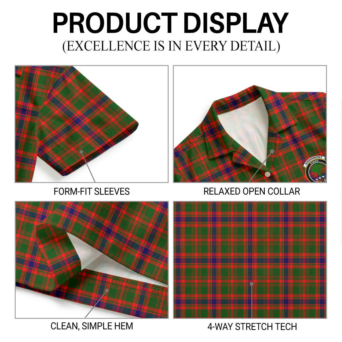Kinninmont Tartan Crest Hawaiian Shirt