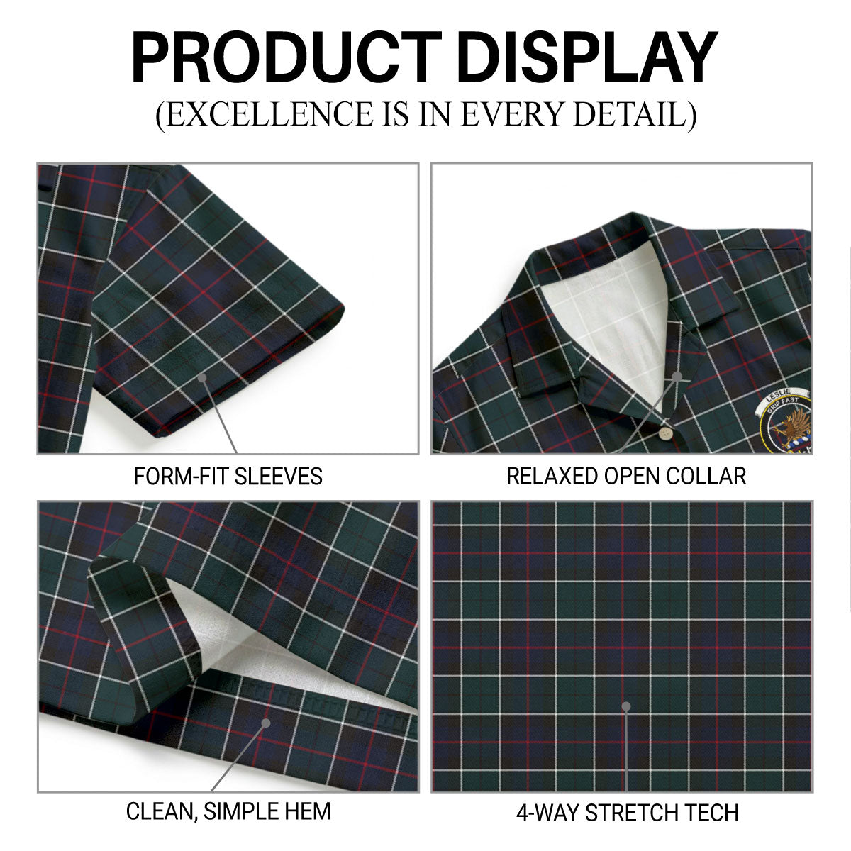 Leslie Hunting Modern Tartan Crest Hawaiian Shirt