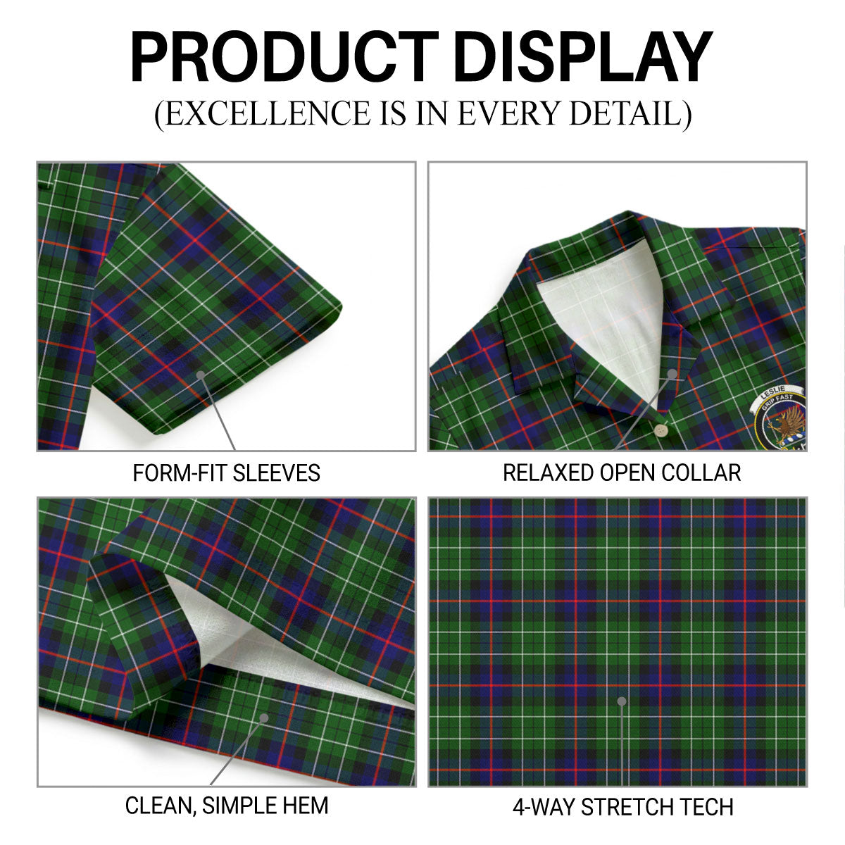 Leslie Hunting Tartan Crest Hawaiian Shirt