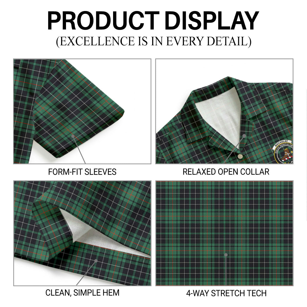MacAulay Hunting Ancient Tartan Crest Hawaiian Shirt