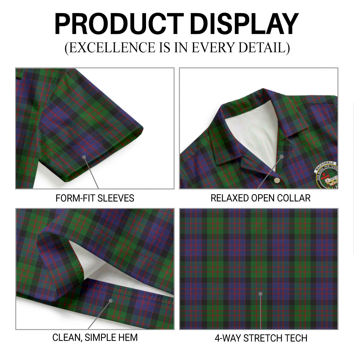 MacDonald Tartan Crest Hawaiian Shirt