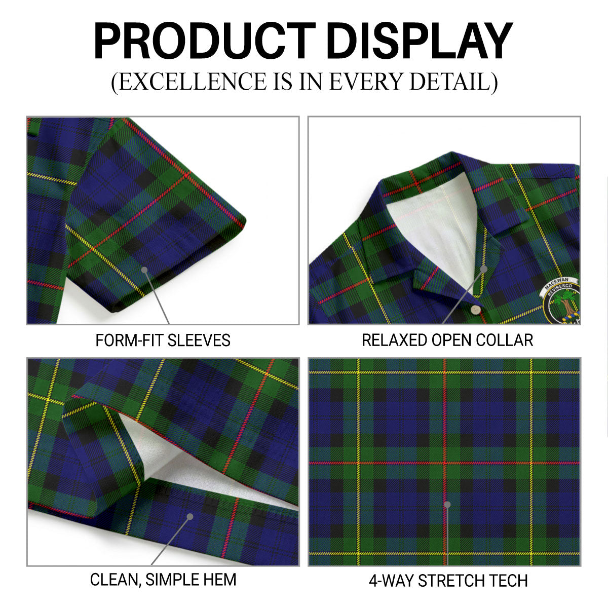 MacEwan Modern Tartan Crest Hawaiian Shirt