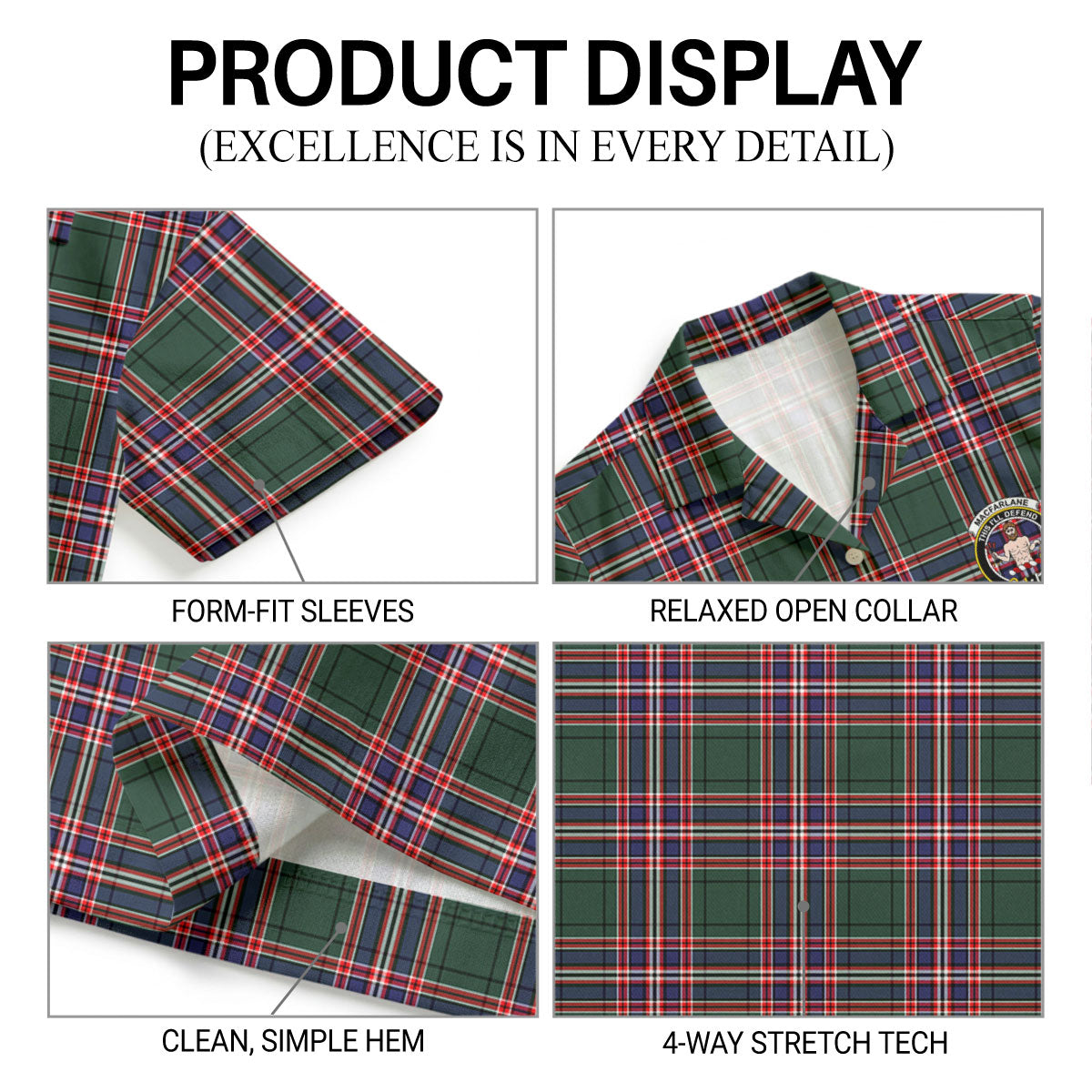 MacFarlane Hunting Modern Tartan Crest Hawaiian Shirt