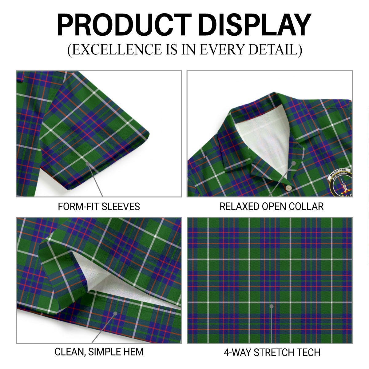 MacIntyre Hunting Modern Tartan Crest Hawaiian Shirt