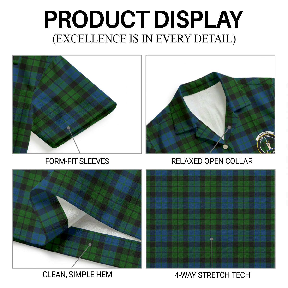 MacKay Modern Tartan Crest Hawaiian Shirt