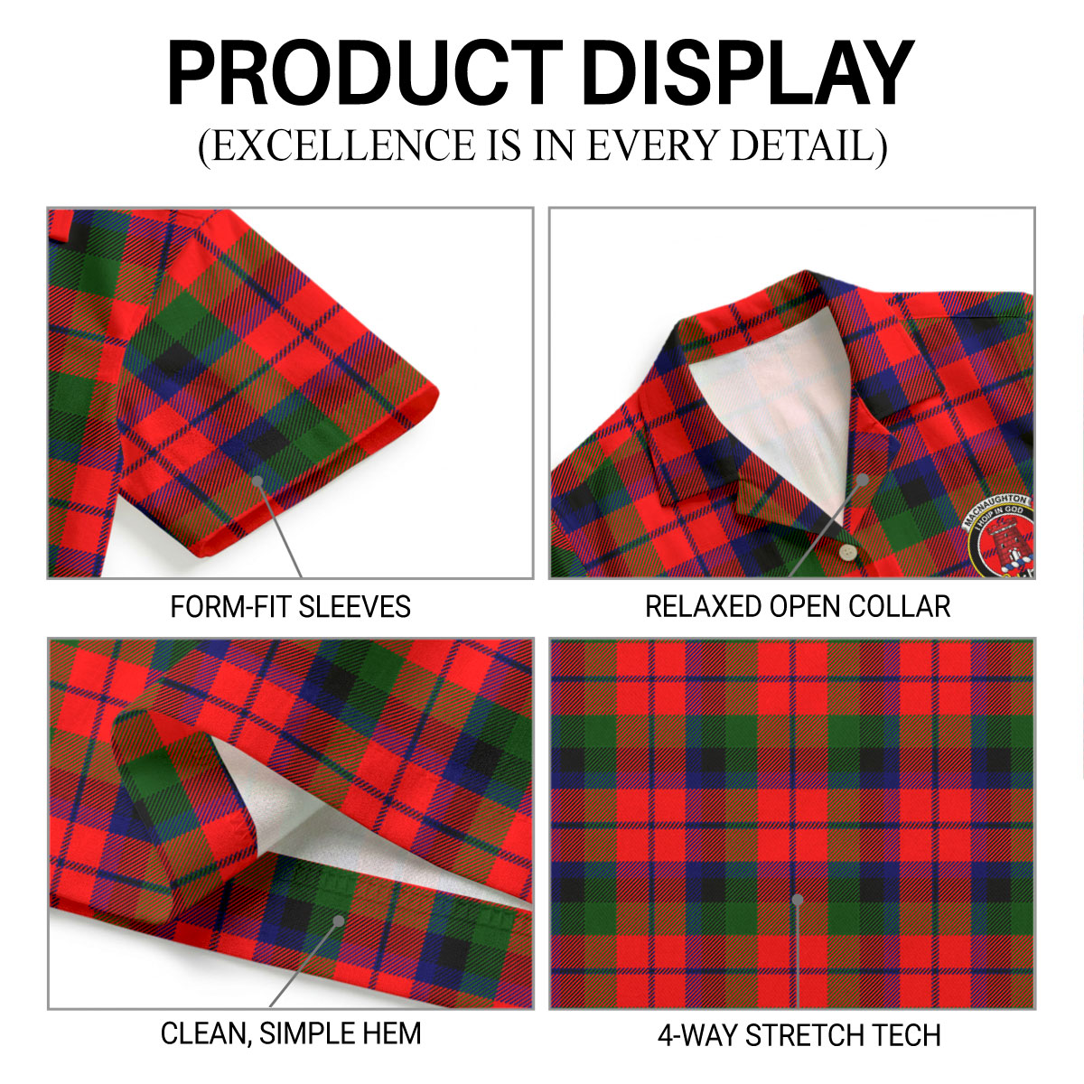 MacNaughton Modern Tartan Crest Hawaiian Shirt