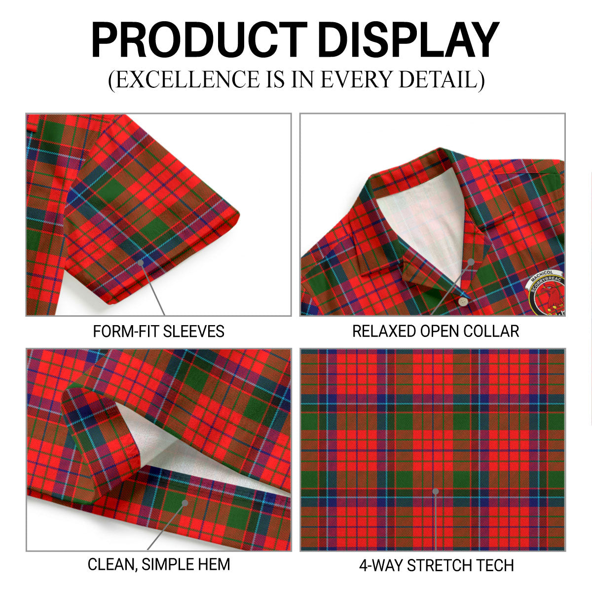 MacNicol (of Scorrybreac) Tartan Crest Hawaiian Shirt