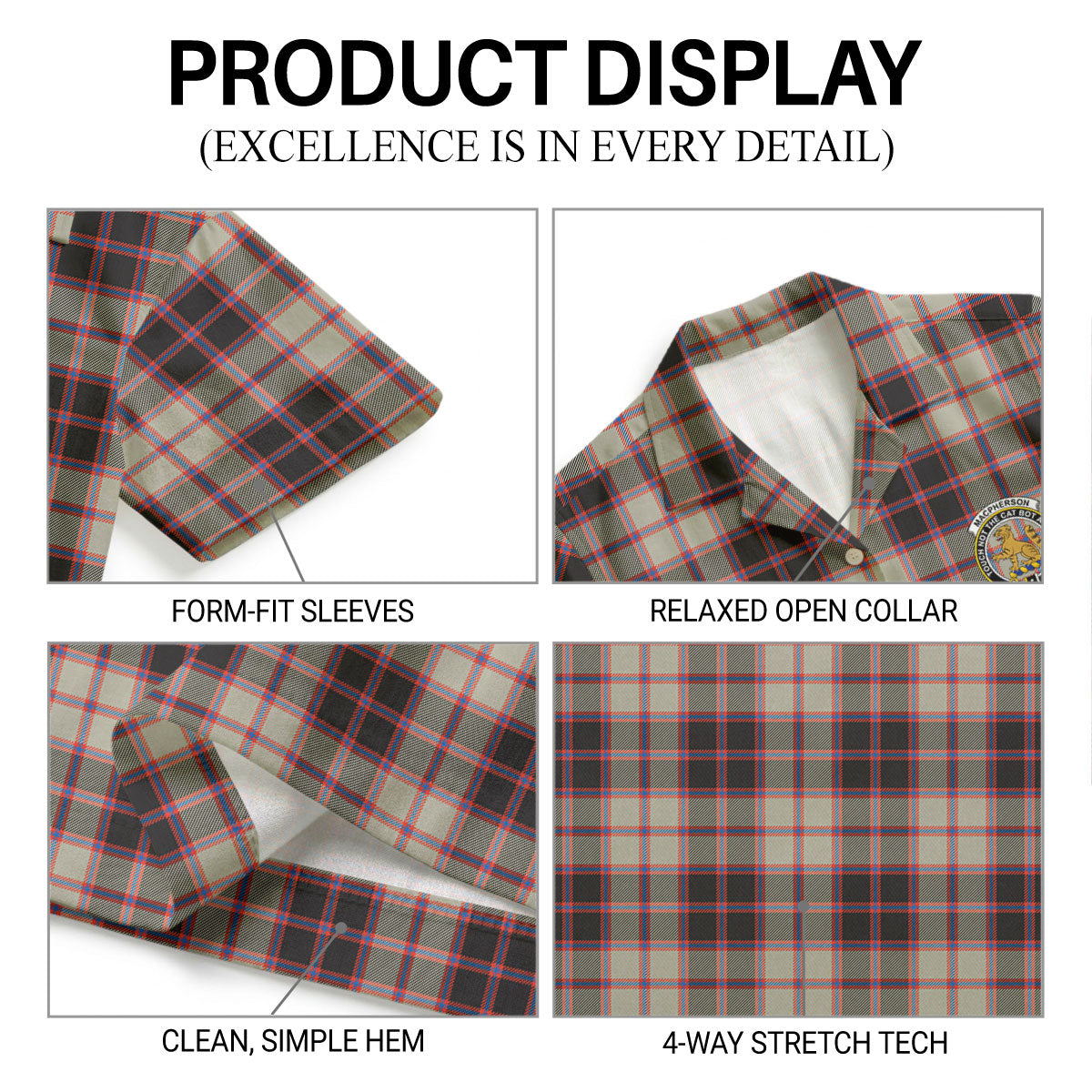 MacPherson Hunting Ancient Tartan Crest Hawaiian Shirt