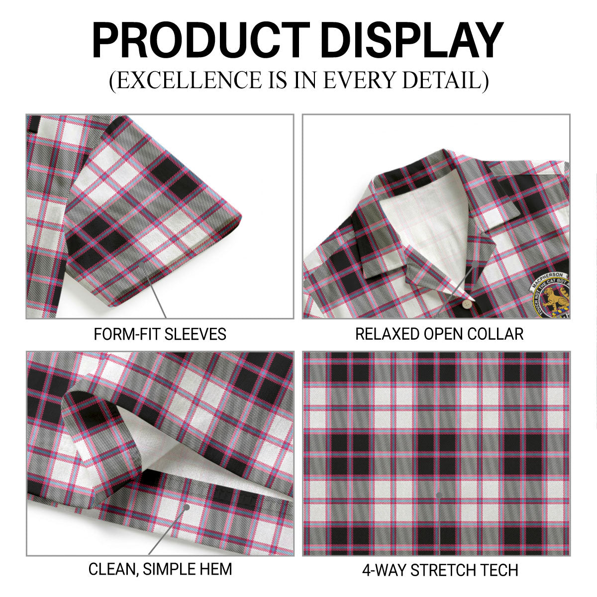 MacPherson Hunting Modern Tartan Crest Hawaiian Shirt