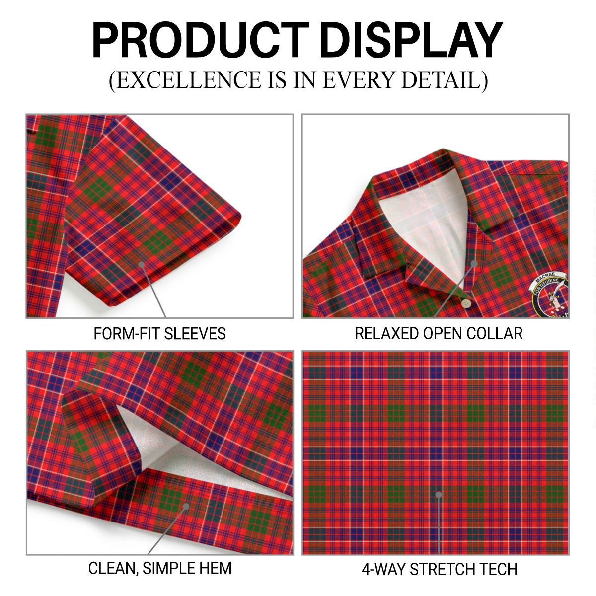 MacRae Modern Tartan Crest Hawaiian Shirt