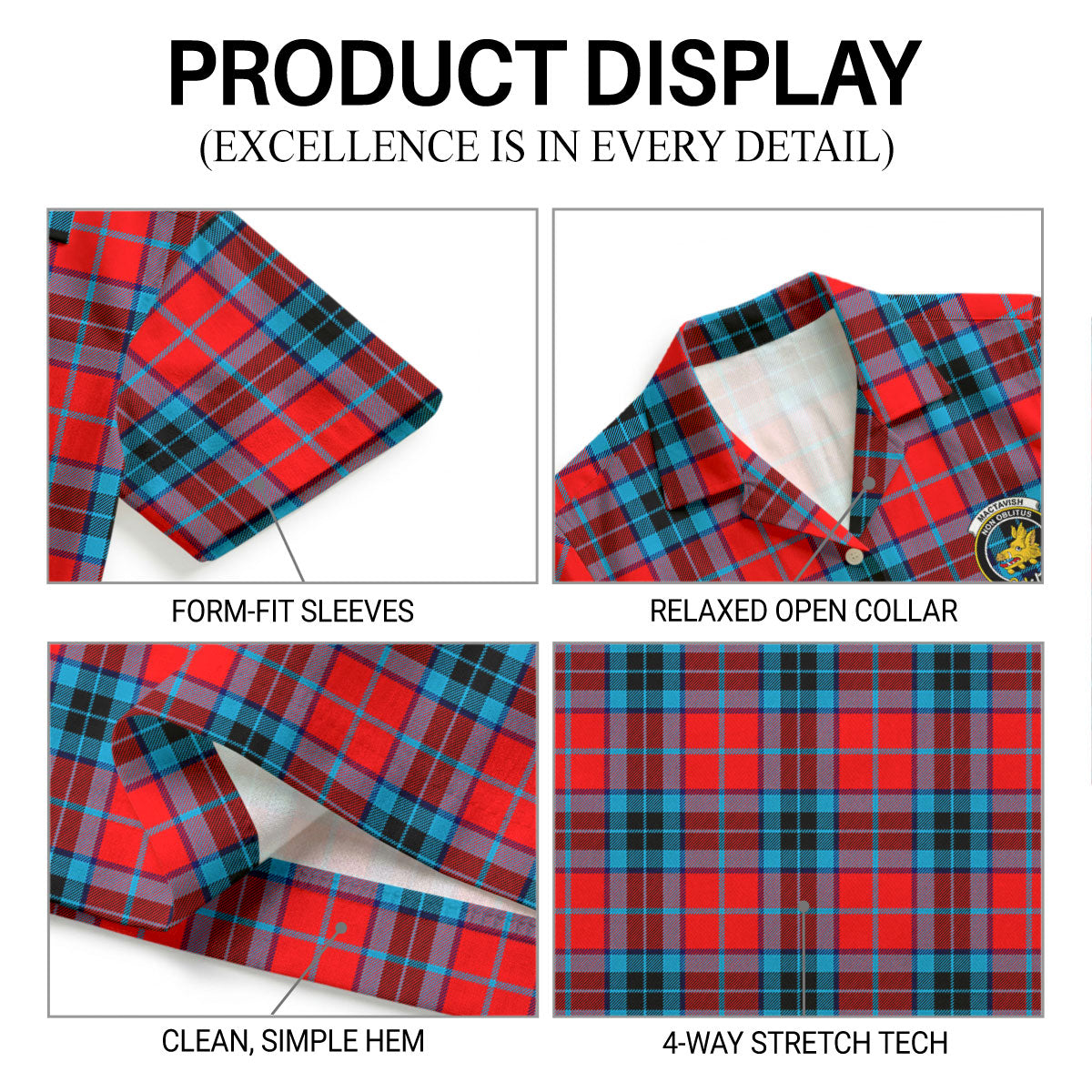 MacTavish Modern Tartan Crest Hawaiian Shirt