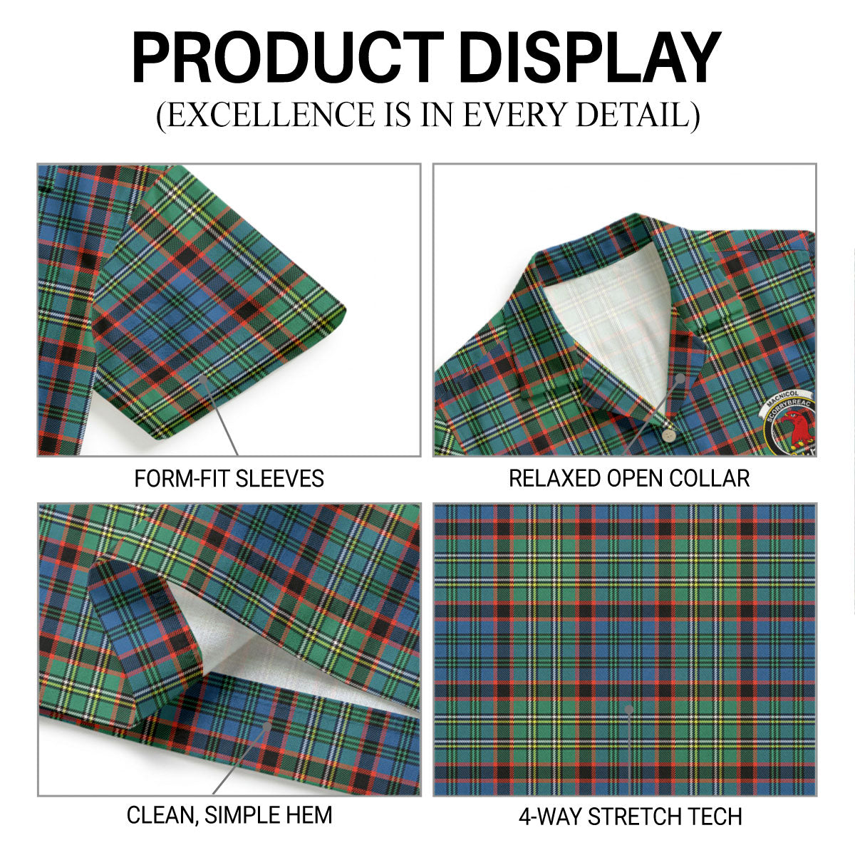 MacNicol Hunting Ancient Tartan Crest Hawaiian Shirt