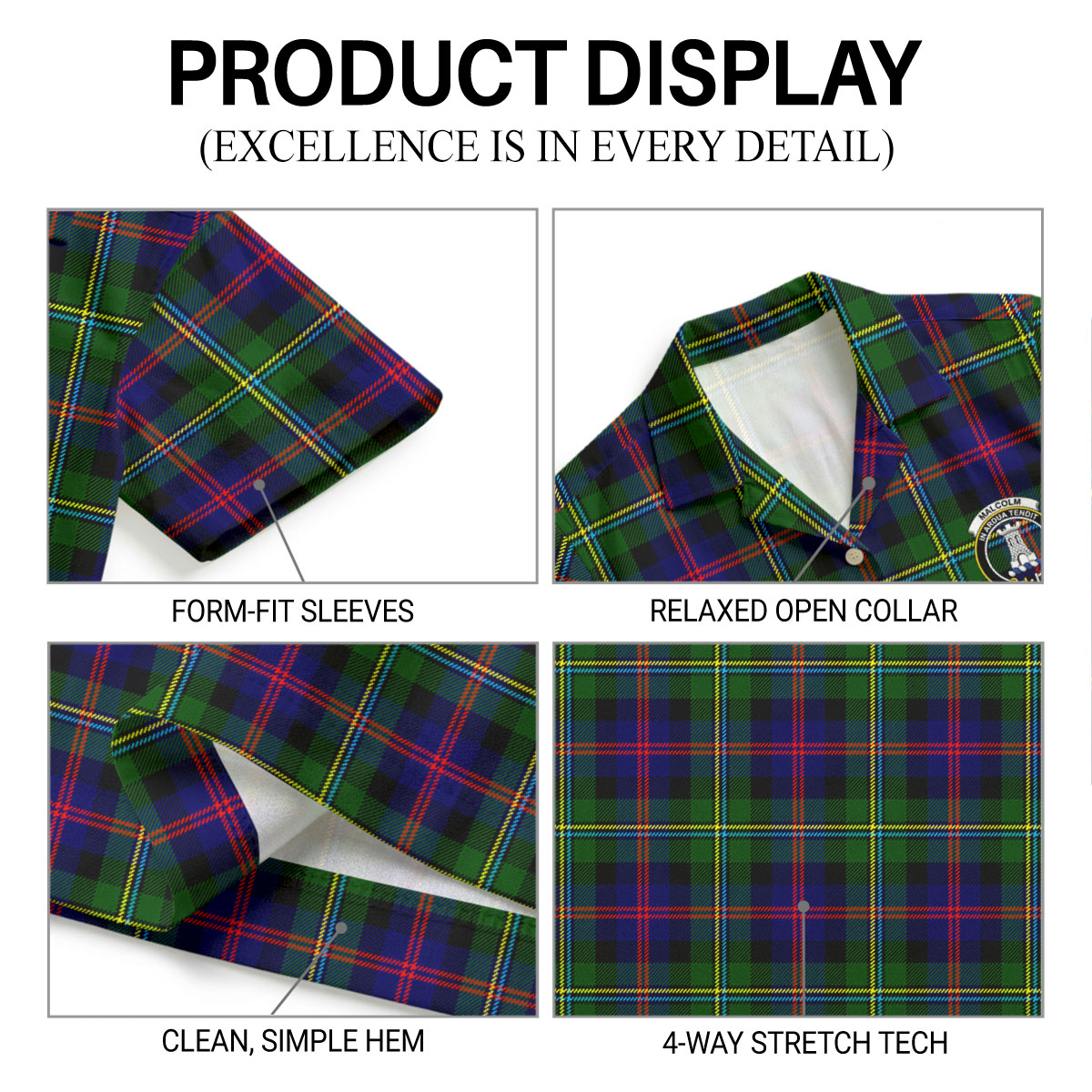 Malcolm (or MacCallum) Tartan Crest Hawaiian Shirt