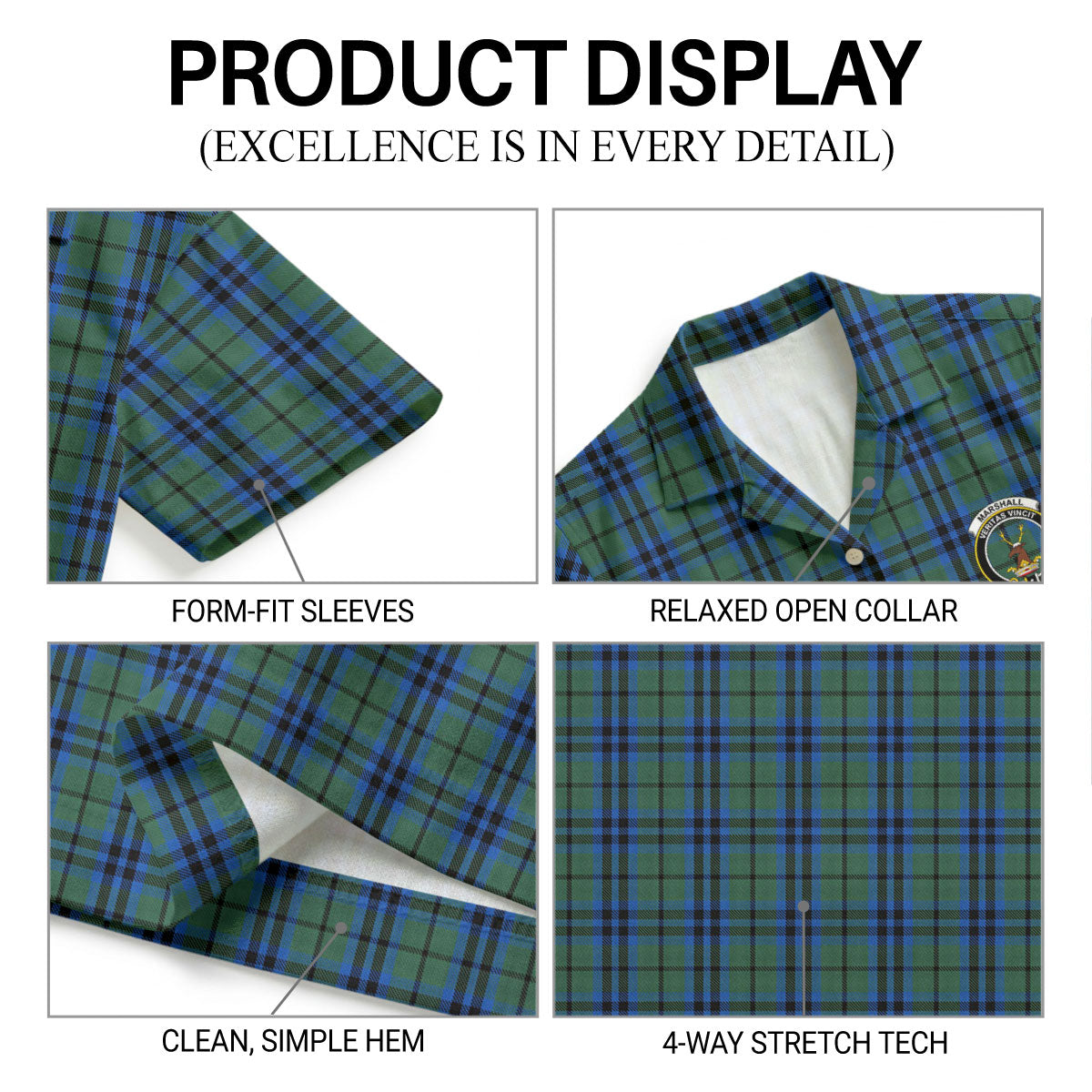 Marshall Tartan Crest Hawaiian Shirt