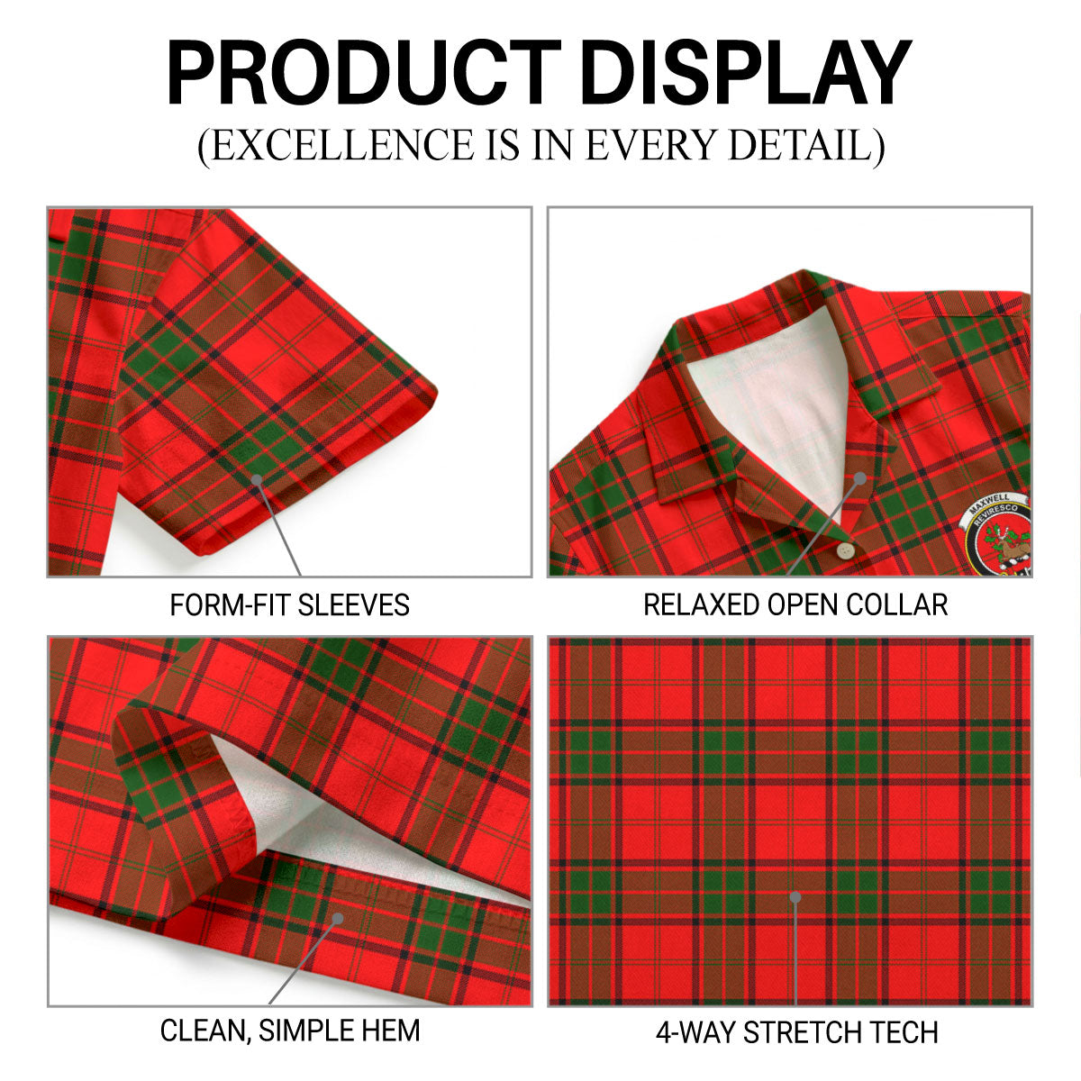 Maxwell Modern Tartan Crest Hawaiian Shirt