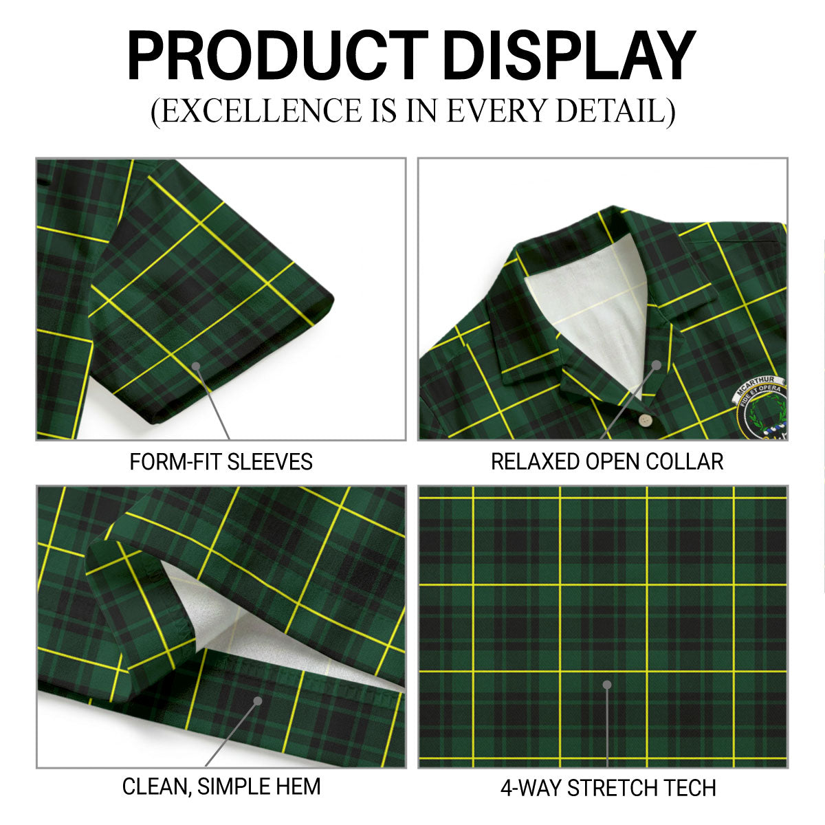McArthur Modern Tartan Crest Hawaiian Shirt