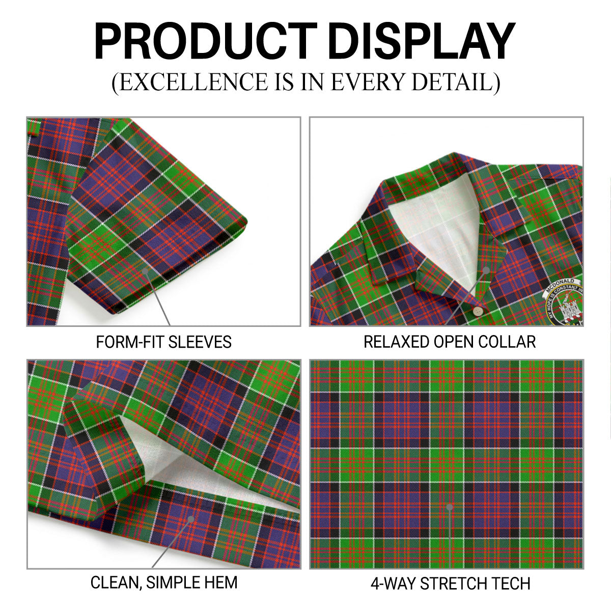 McDonald (Clan Ranald) Tartan Crest Hawaiian Shirt