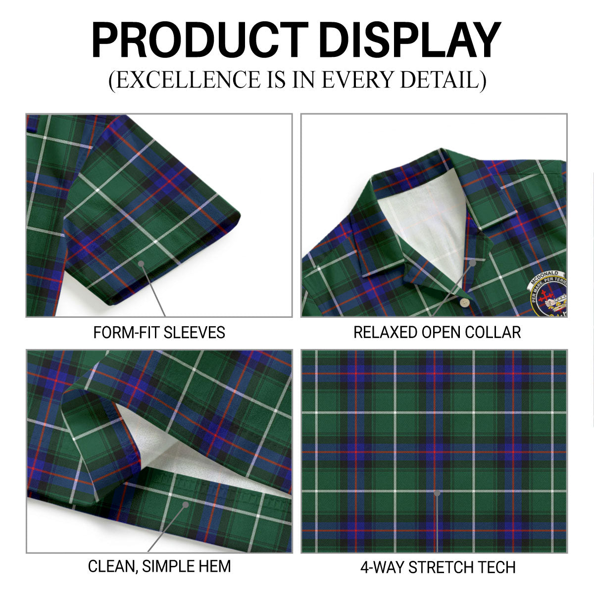 McDonald of the Isles Hunting Modern Tartan Crest Hawaiian Shirt