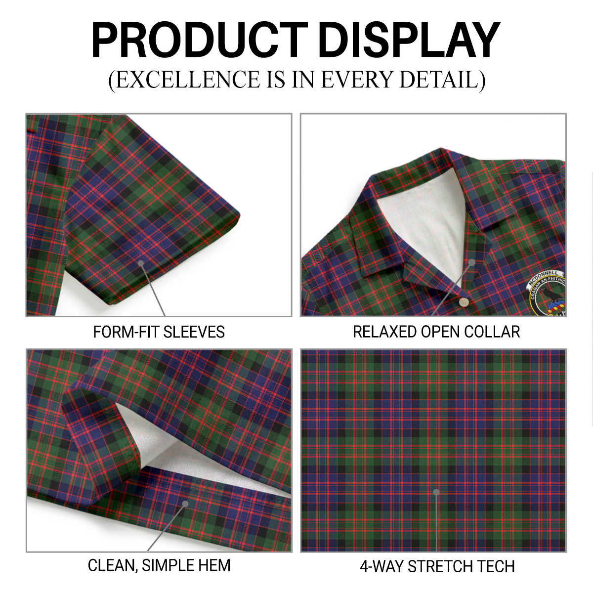 McDonnell of Glengarry Modern Tartan Crest Hawaiian Shirt