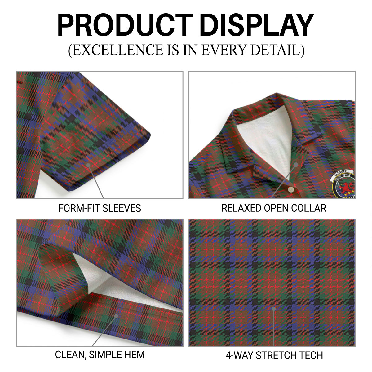McDuff Hunting Modern Tartan Crest Hawaiian Shirt