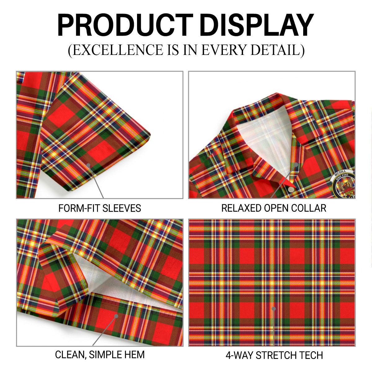 McGill Modern Tartan Crest Hawaiian Shirt
