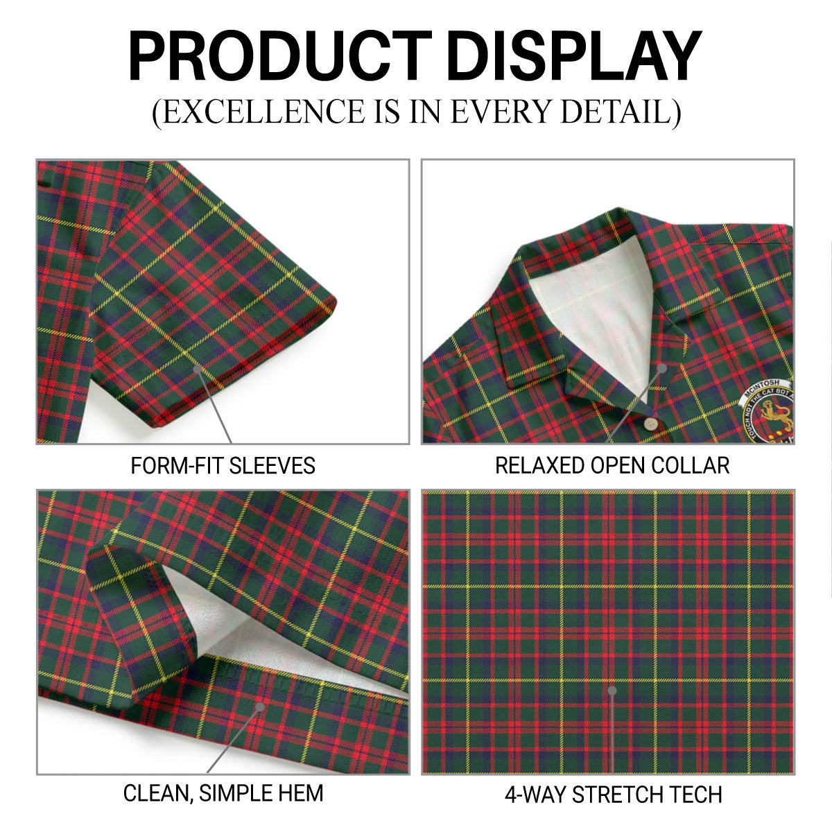 McIntosh Hunting Modern Tartan Crest Hawaiian Shirt