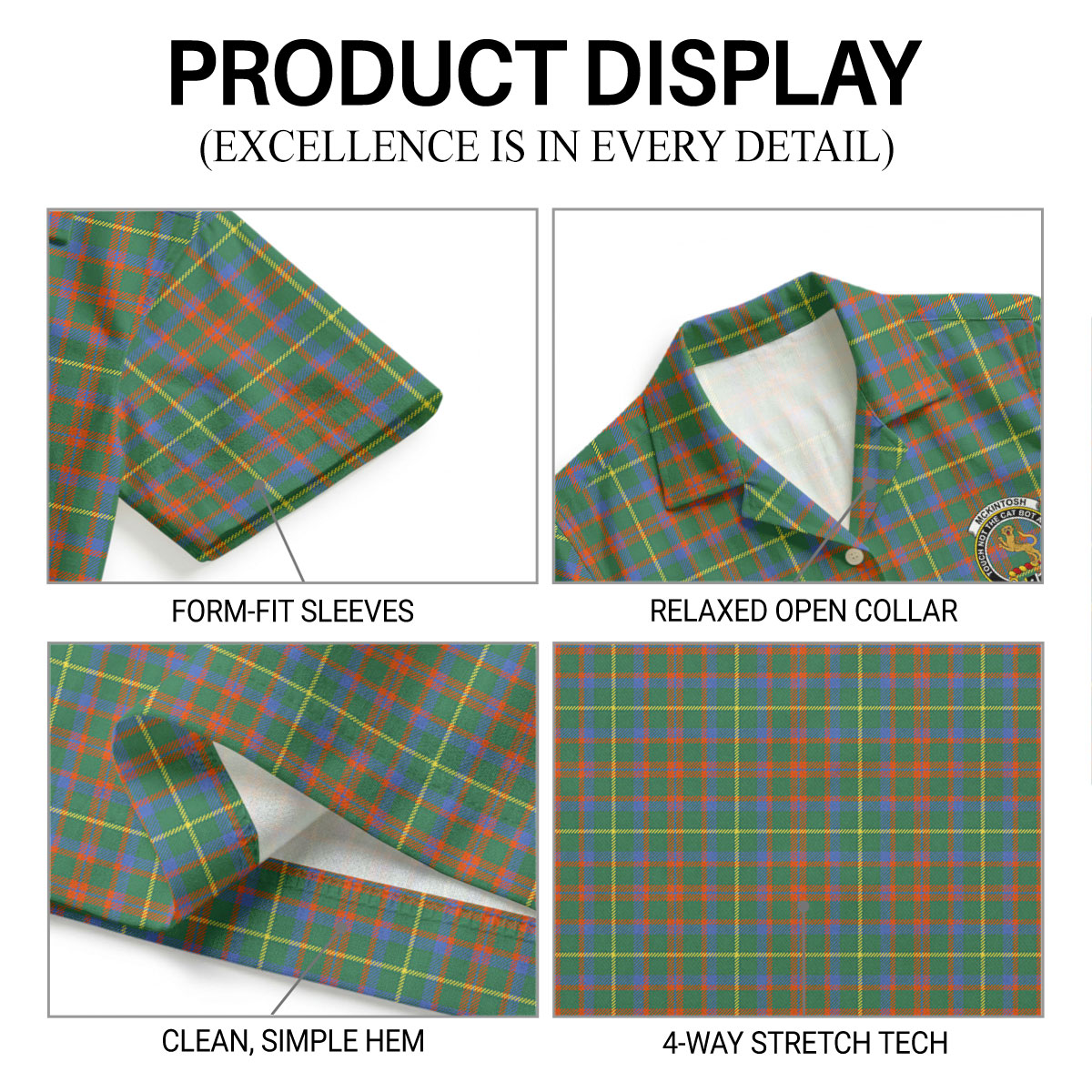 McKintosh Hunting Ancient Tartan Crest Hawaiian Shirt