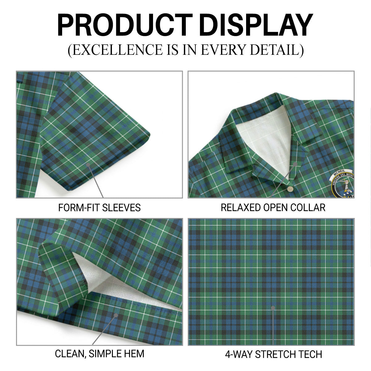 McNeil of Colonsay Ancient Tartan Crest Hawaiian Shirt
