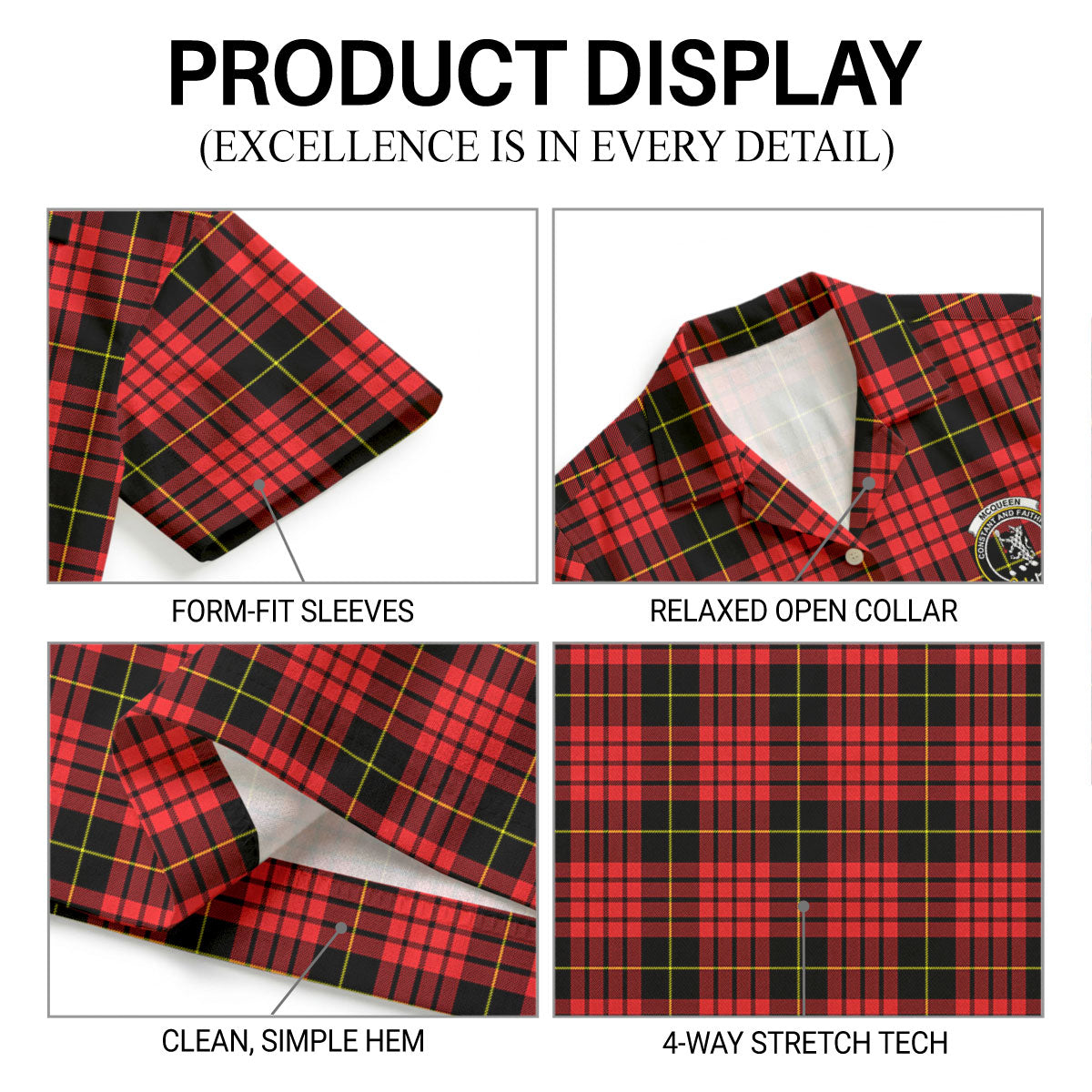McQueen Modern Tartan Crest Hawaiian Shirt