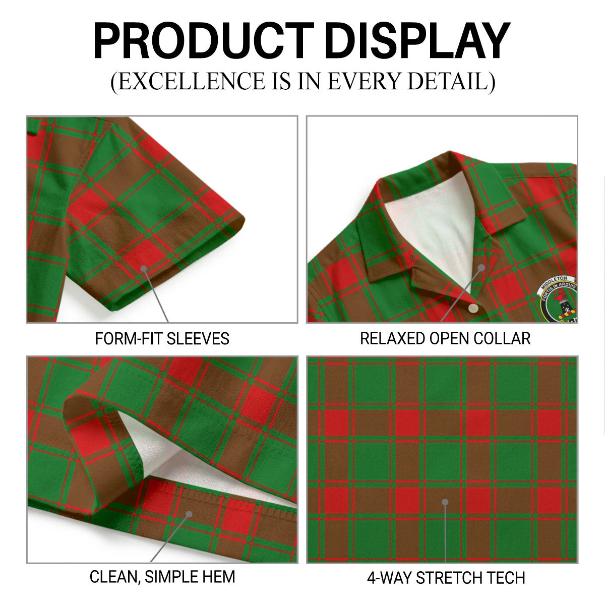 Middleton Modern Tartan Crest Hawaiian Shirt